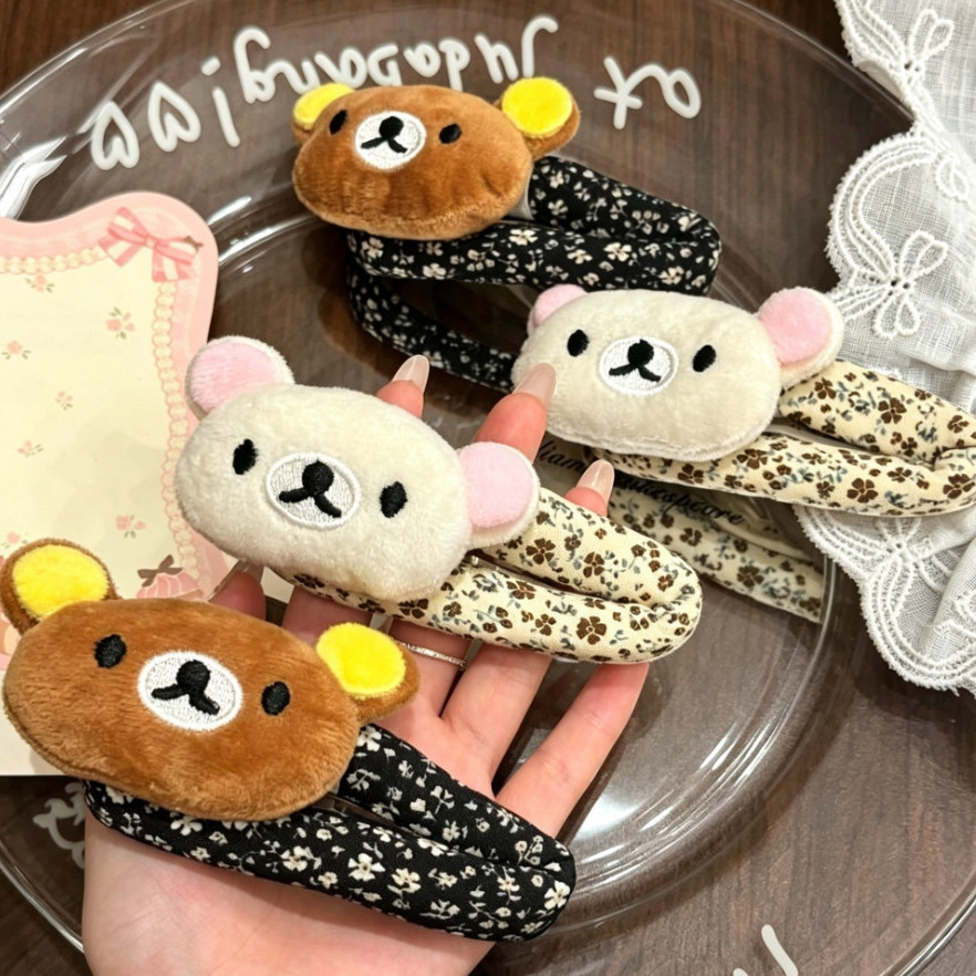 Hair Care Korean Products - กิ๊บติดผมการ์ตูน Rilakkuma น่ารัก สไตล์เกาหลี สำหรับฤดูใบไม้ร่วงและฤดูหนาว กิ๊บติดผมสำหรับสาวๆ